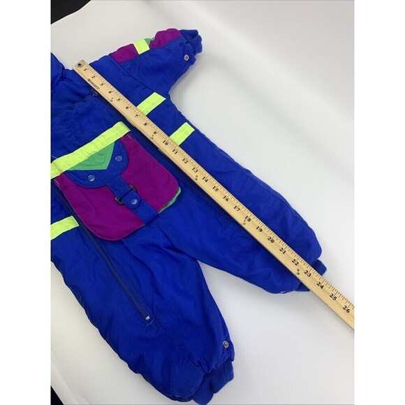 Alpine Way Vintage Baby Snowsuit Full Zip Hooded Blue Purple Neon Nylon 12 Month - Picture 15 of 15